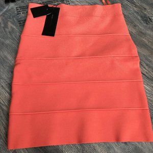 BCBGMAXAZRIA Simone Textured Power Skirt Tangelo Orange Size S